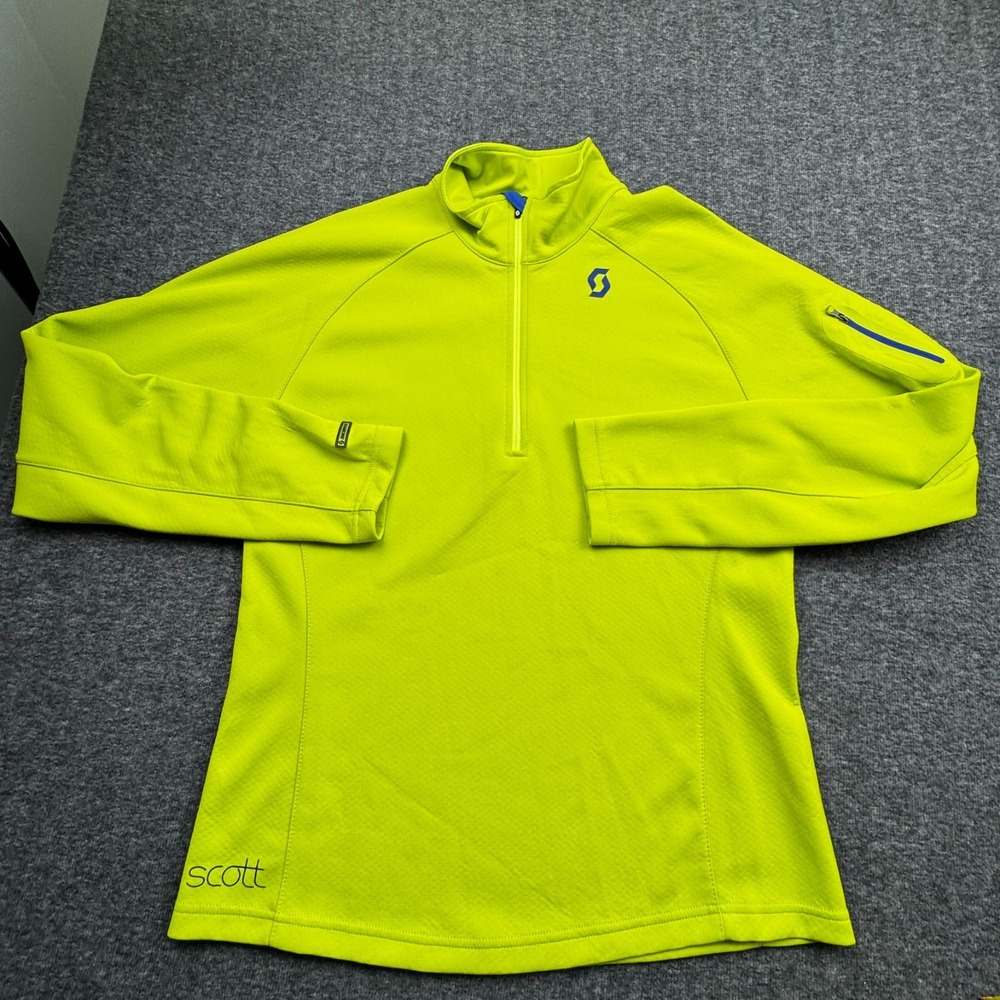 Scott Sports 1/4 Zip Long Sleeve Pullover Womens Large Bright Yellow Cycling‎